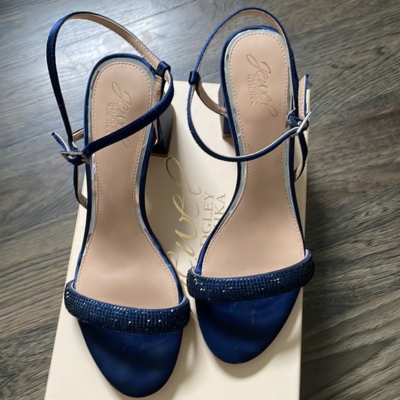 Badgley Mischka jewel navy, formal sparkly shoes - Picture 5 of 8